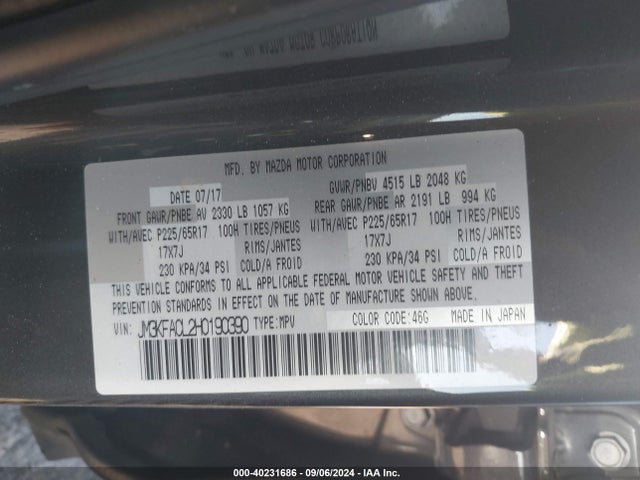Mazda Cx-5 Touring 2017 JM3KFACL2H0190390 Image 9