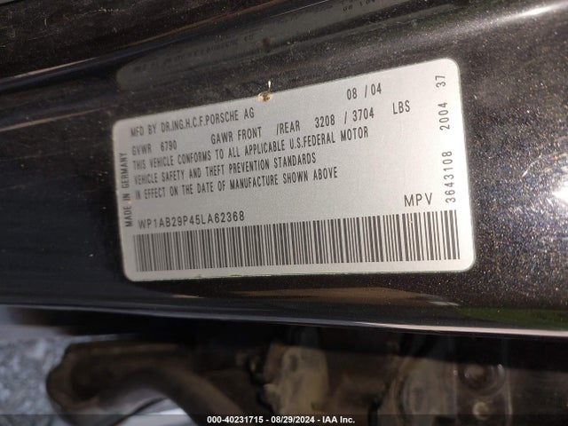 2005 PORSCHE CAYENNE WP1AB29P45LA62368 Photo 8