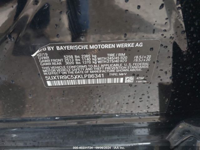 5UXTR9C5XKLP86341 BMW X3 Xdrive30i