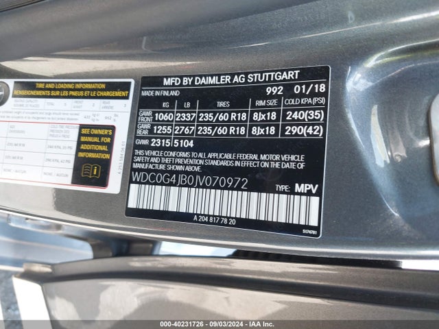 WDC0G4JB0JV070972 Mercedes-Benz GLC 300