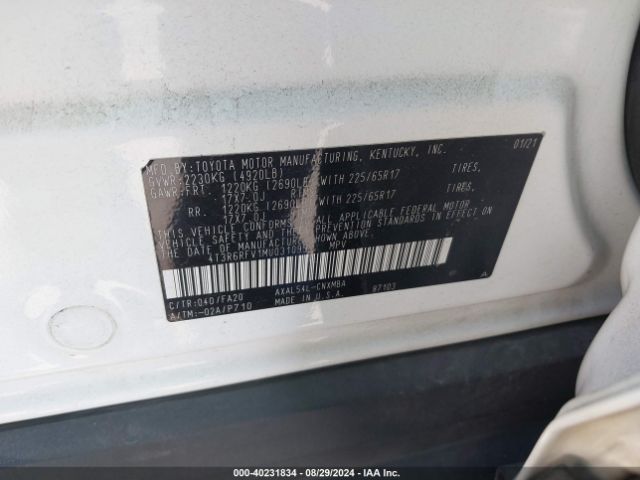 4T3R6RFV1MU031093 Toyota Rav4 Hybrid Xle
