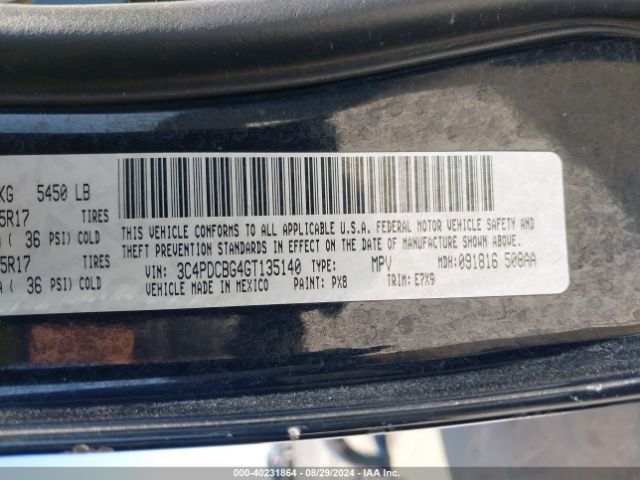 3C4PDCBG4GT135140 Dodge Journey Sxt