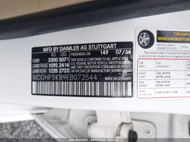 WDDHF5KB9EB073544 Mercedes-Benz E 350
