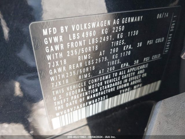 WVGBV7AX0FW507321 Volkswagen TIGUAN SE