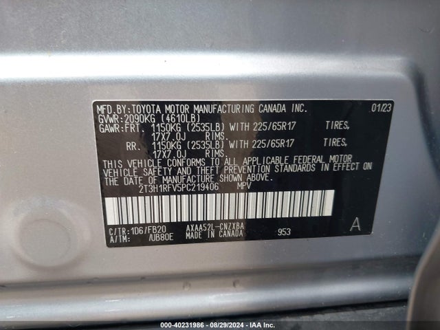 Toyota RAV4 LE 2023 2T3H1RFV5PC219406 Image 9