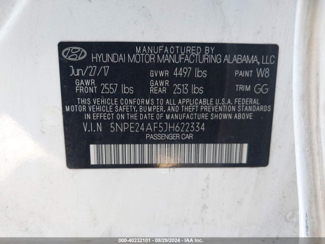 Hyundai SONATA SE 2018 5NPE24AF5JH622334 Image 9