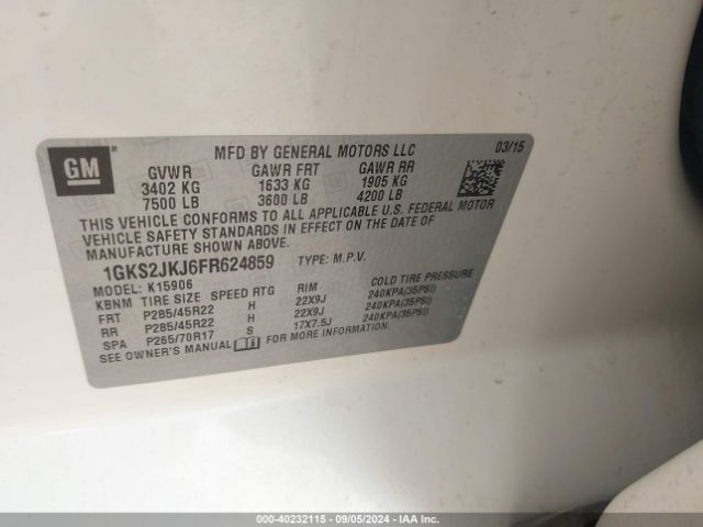 1GKS2JKJ6FR624859 GMC Yukon Xl 1500 Denali