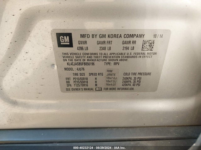 KL4CJASB5FB056196 Buick Encore