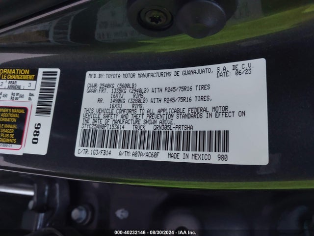 Toyota Tacoma Sr V6 2023 3TYCZ5AN0PT153614 Image 9