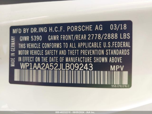 WP1AA2A52JLB09243 Porsche Macan
