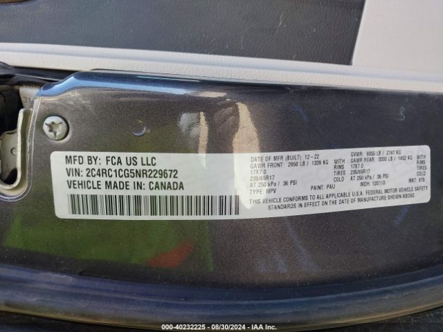 2C4RC1CG5NR229672 Chrysler Voyager Lx