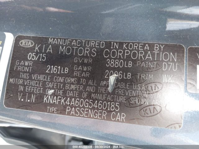 KNAFK4A60G5460185 KIA FORTE LX