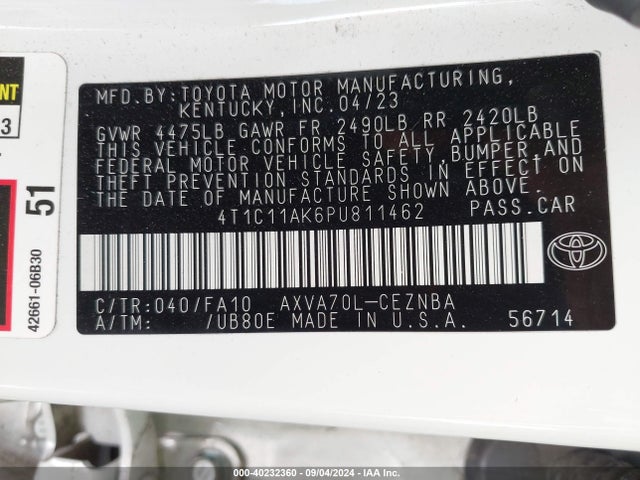 Toyota CAMRY LE 2023 4T1C11AK6PU811462 Image 9