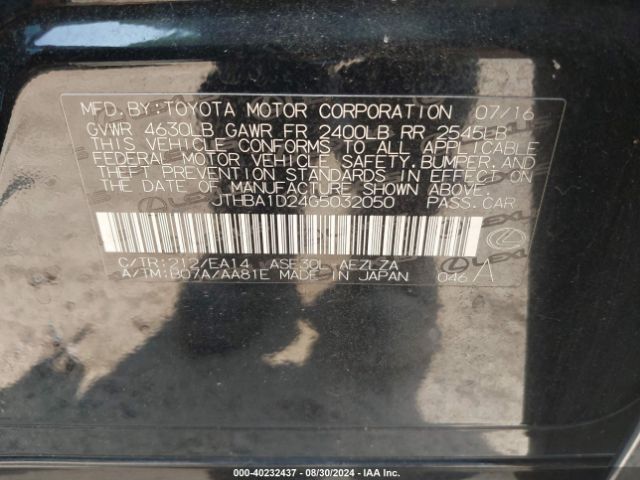JTHBA1D24G5032050 Lexus IS 200T
