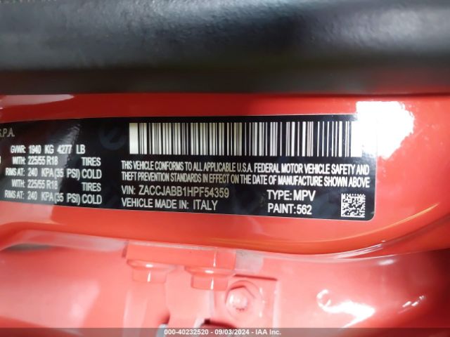 ZACCJABB1HPF54359 Jeep Renegade Altitude Fwd
