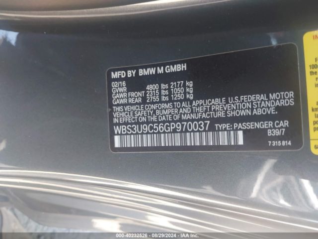 WBS3U9C56GP970037 BMW M4