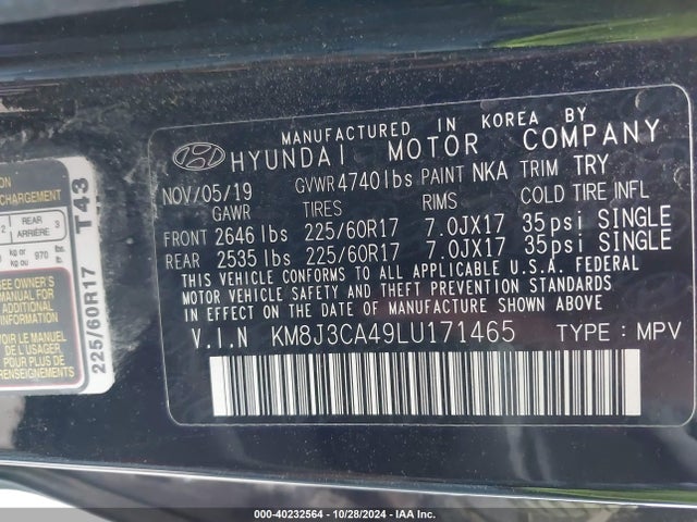 Hyundai Tucson Value 2020 KM8J3CA49LU171465 Image 9
