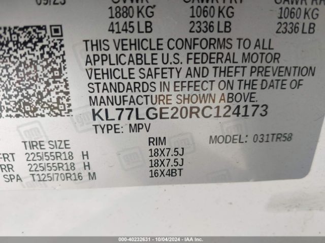 KL77LGE20RC124173 Chevrolet Trax Fwd 1rs