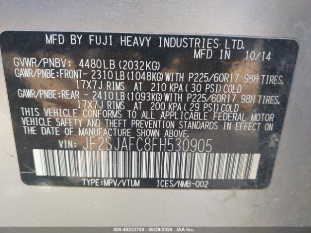 JF2SJAFC8FH530905 Subaru Forester 2.5i Premium