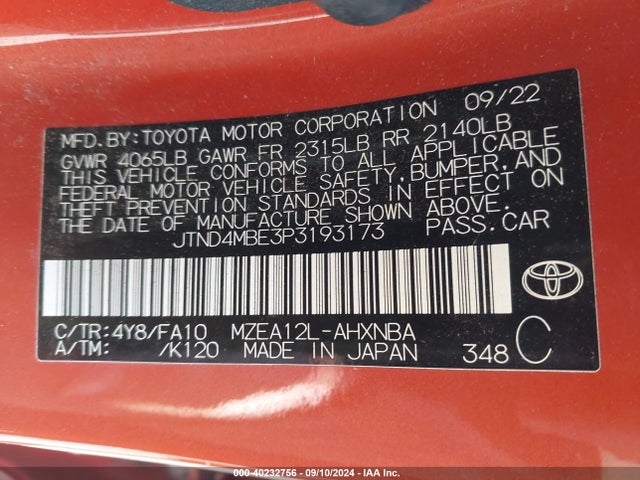 Toyota COROLLA SE 2023 JTND4MBE3P3193173 Image 9
