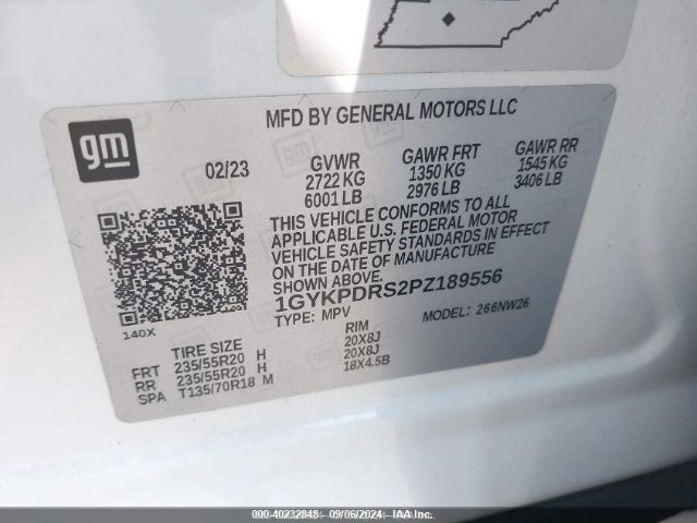 1GYKPDRS2PZ189556 Cadillac Xt6 Awd Premium Luxury