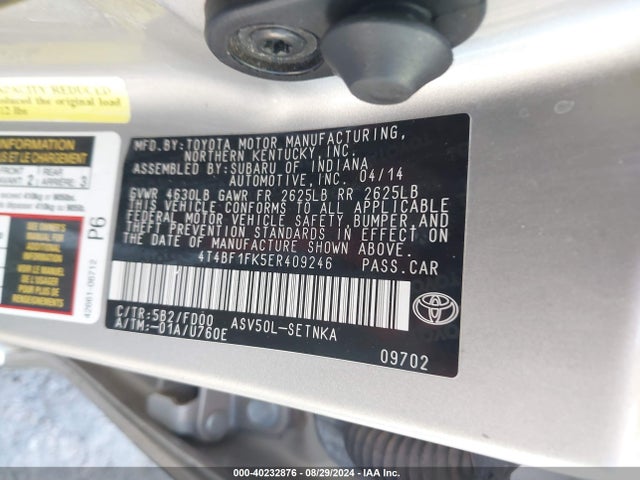 Toyota CAMRY LE 2014 4T4BF1FK5ER409246 Image 9