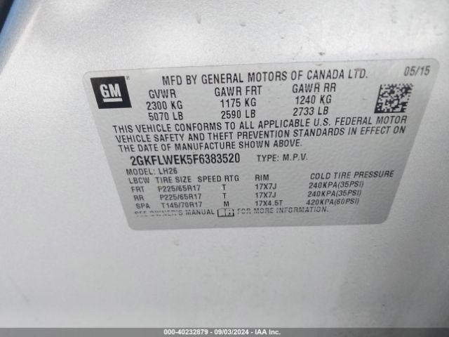 2GKFLWEK5F6383520 GMC Terrain Sle-2