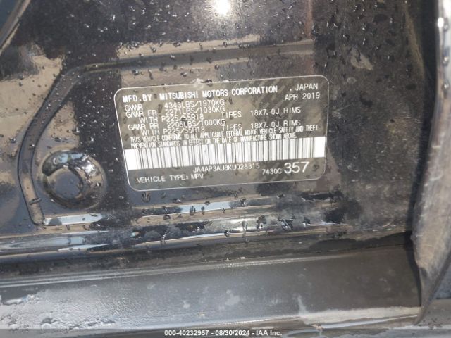 JA4AP3AU8KU028315 Mitsubishi Outlander Sport 2.0 Es