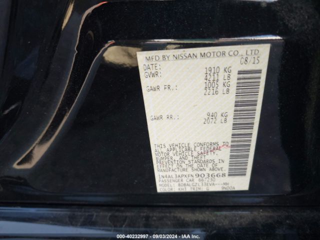 1N4AL3APXFN903668 Nissan Altima 2.5 S