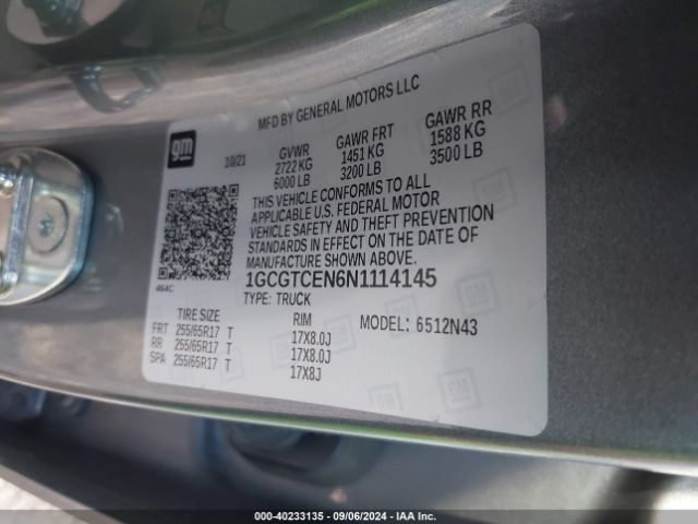 1GCGTCEN6N1114145 Chevrolet Colorado 4wd  Short Box Lt