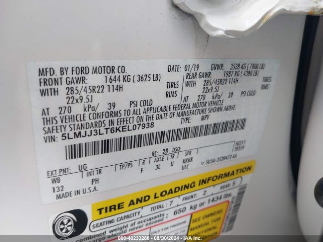 5LMJJ3LT6KEL07938 Lincoln Navigator L Reserve