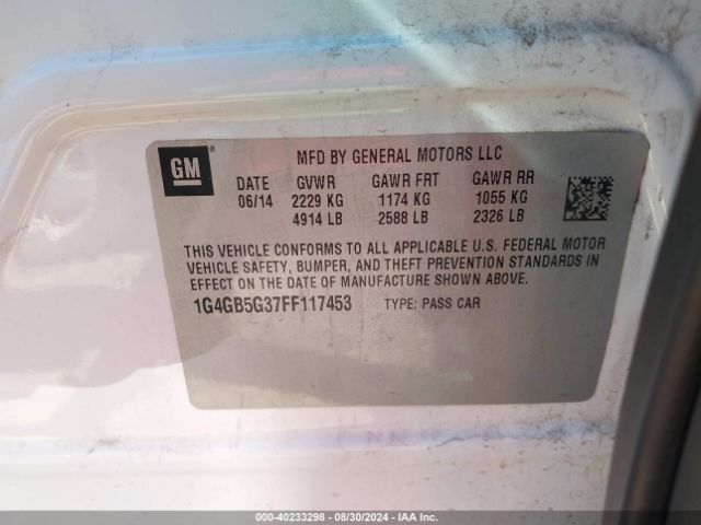 1G4GB5G37FF117453 Buick Lacrosse Leather