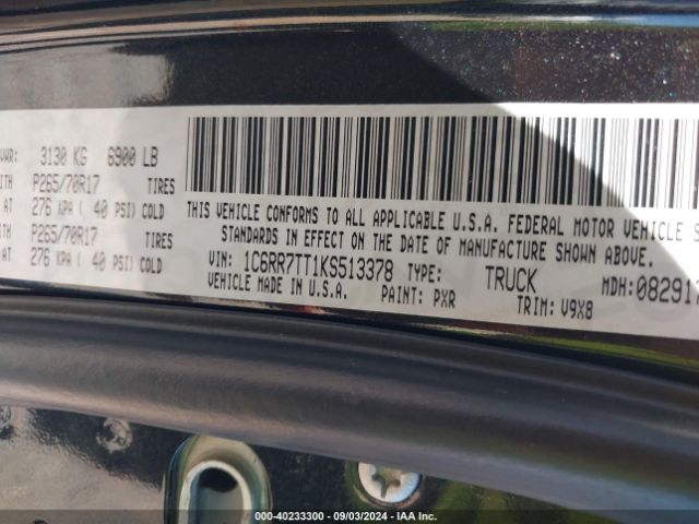 RAM 1500 Classic Slt  4x4 6'4 Box 2019 1C6RR7TT1KS513378 Image 9