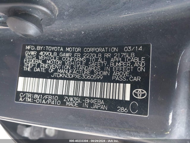 JTDKN3DPXE3060599 Toyota PRIUS PLUG-IN