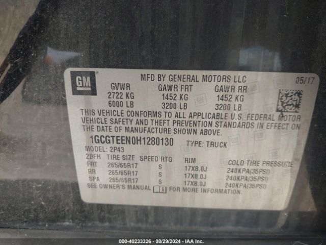 1GCGTEEN0H1280130 Chevrolet Colorado Zr2