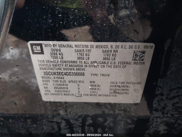 Chevrolet Silverado 1500 2lz 2016 3GCUKSEC4GG336668 Image 9