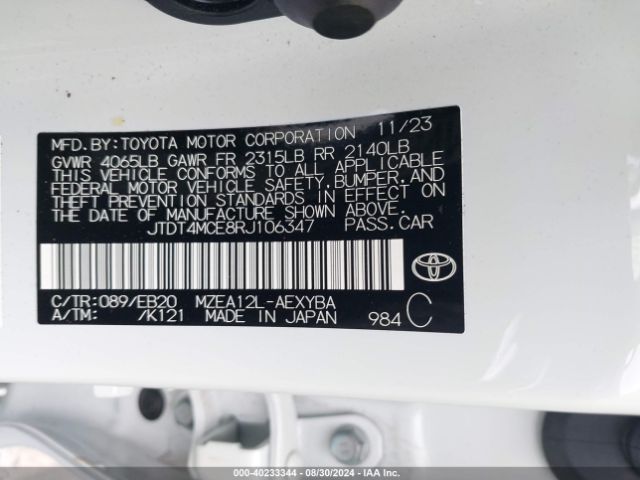 JTDT4MCE8RJ106347 Toyota Corolla Xse