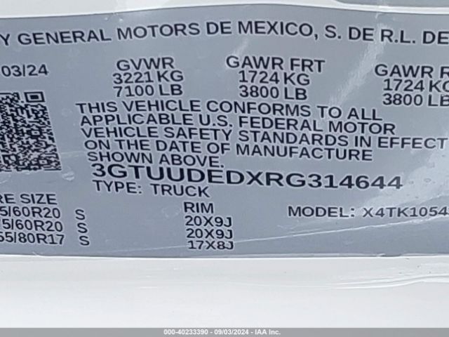 3GTUUDEDXRG314644 GMC SIERRA 1500