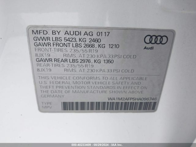 WA1M2AFP5HA096746 Audi Q5 2.0t Premium