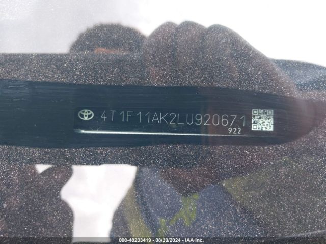 4T1F11AK2LU920671 Toyota CAMRY XLE