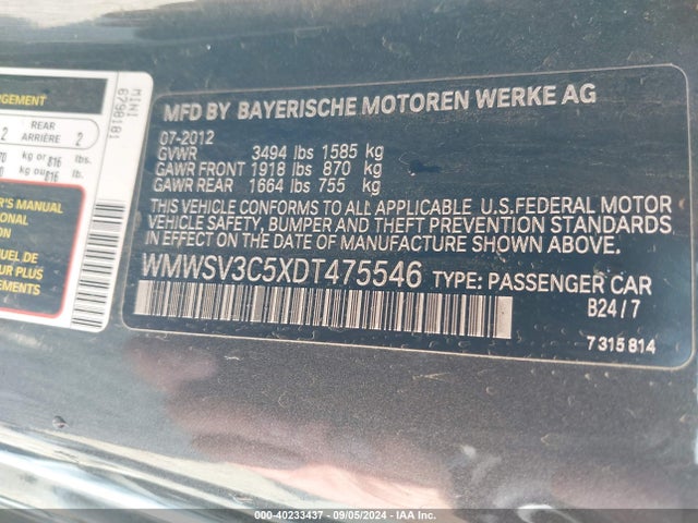 2013 MINI HARDTOP WMWSV3C5XDT475546 Photo 8