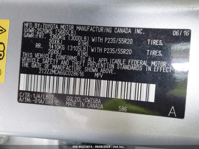 2T2ZZMCA6GC028616 Lexus RX 350