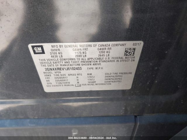 2GNAXREV1J6102433 Chevrolet EQUINOX LS