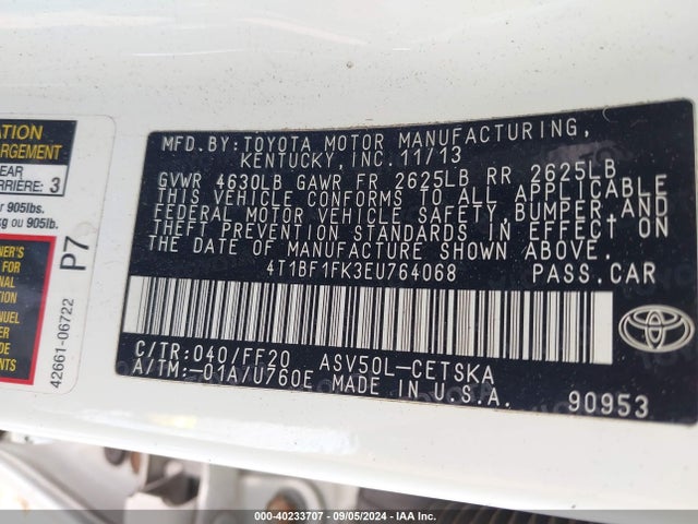 Toyota CAMRY SE 2014 4T1BF1FK3EU764068 Image 9