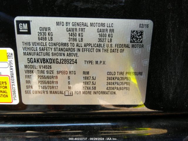 5GAKVBKDXGJ289254 Buick Enclave Leather
