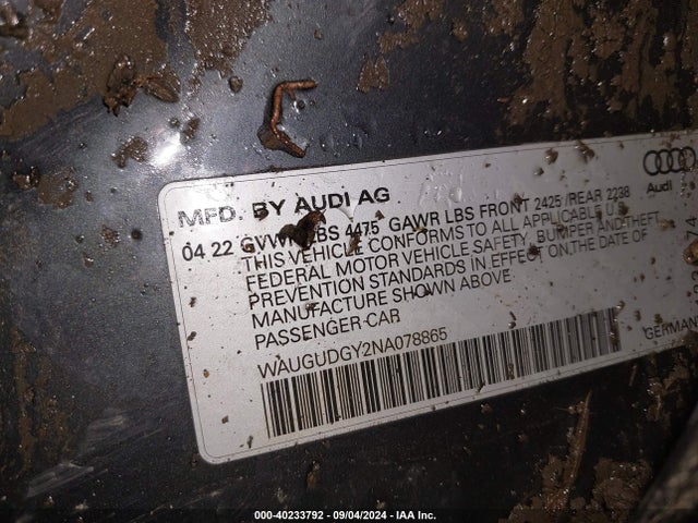 WAUGUDGY2NA078865 Audi A3 Premium 40 Tfsi Quattro S Tronic