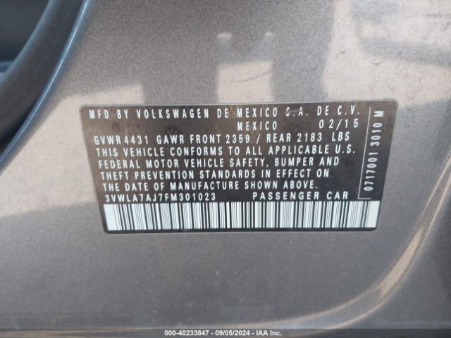 3VWLA7AJ7FM301023 Volkswagen Jetta 2.0l Tdi S