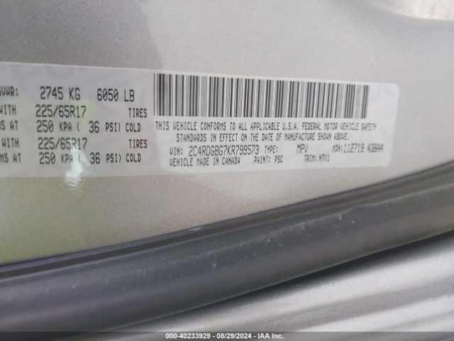 2C4RDGBG7KR799573 Dodge Grand Caravan Se