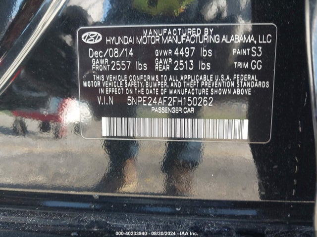 Hyundai SONATA SE 2015 5NPE24AF2FH150262 Image 9