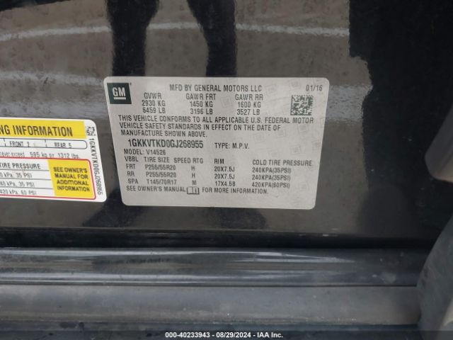 1GKKVTKD0GJ268955 GMC Acadia Denali